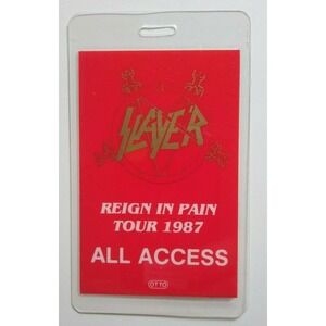 Slayer Backstage Pass 1987 Reign In Pain Tour Laminated Metal Hard Rock Music